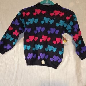 80s 90s Vintage Playful Heart Pattern Kids Sweater Sz 5/6